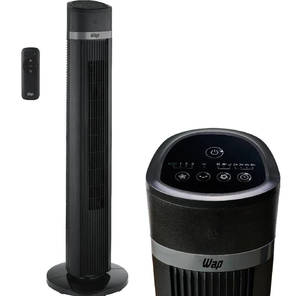WAP Ventilador de Torre AIR SILENCE com 4 Níveis de Velocidade, Time de até 15 Horas e Desligamento Automático