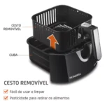 Fritadeira Sem Óleo Air Fryer 4l Afn-40-bi Mondial Preto/Inox 1500w - Miniatura 4