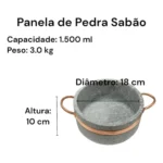 Jogo Com 3 Panelas De Pedra Sabão + Brinde - Miniatura 5