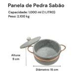 Jogo de Panelas de Pedra Sabão 1, 2, 3 e 4 Litros Melhor Acabamento - Miniatura 2