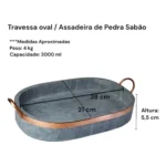 Jogo de Panelas Pedra Sabão 05 Peças - 1 Pressão 4 litros, 2 Caçarola 3 litros, frigideira 20 cm e Assadeira Grande - Miniatura 3