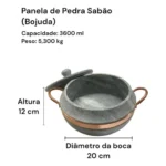 Jogo de Panelas Pedra Sabão Bojuda com tampa de pedra - Miniatura 3