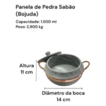 Jogo de Panelas Pedra Sabão Bojuda com tampa de pedra - Miniatura 5