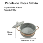 Jogo Com 3 Panelas De Pedra Sabão + Brinde - Miniatura 4