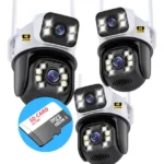 ( Leve 3 Pague 2 ) Câmera Segurança Dome 360 Prova D'agua Lente Dupla 3 unidades + 3 MicroSD 128gb - Miniatura 1