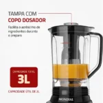 Liquidificador Turbo Mondial 1100W L-1100 BI - Miniatura 4