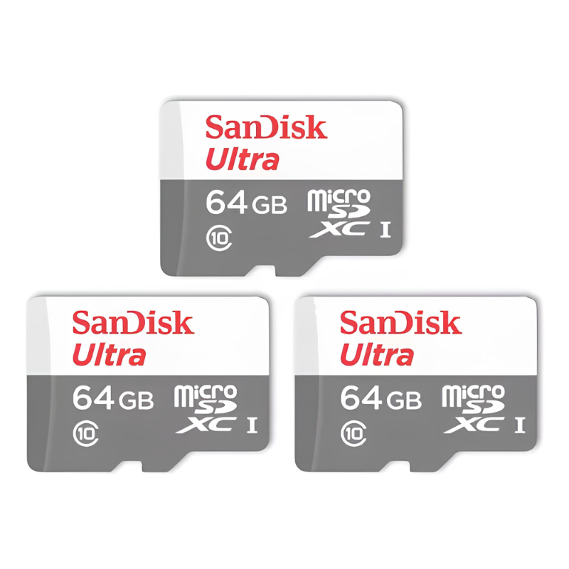 Kit 3 Cartão Memória Micro Sd Sandisk 64gb Classe 10 Ultra
