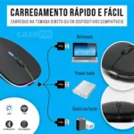 Mouse Sem Fio Recarregável Wireless Optico Led Rgb 2.4ghz - Miniatura 5