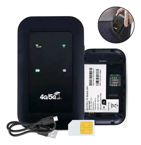 Mini Modem Chip 4g 5g Lte Repetidor Expansor Sinal Rápido Cor Preto