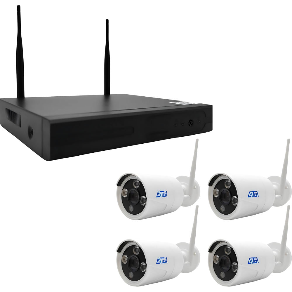 KIT NVR Gravador Digital de Vídeo 720p HDMI/VGA + 4 Câmeras Bullet 720P IP Aitek