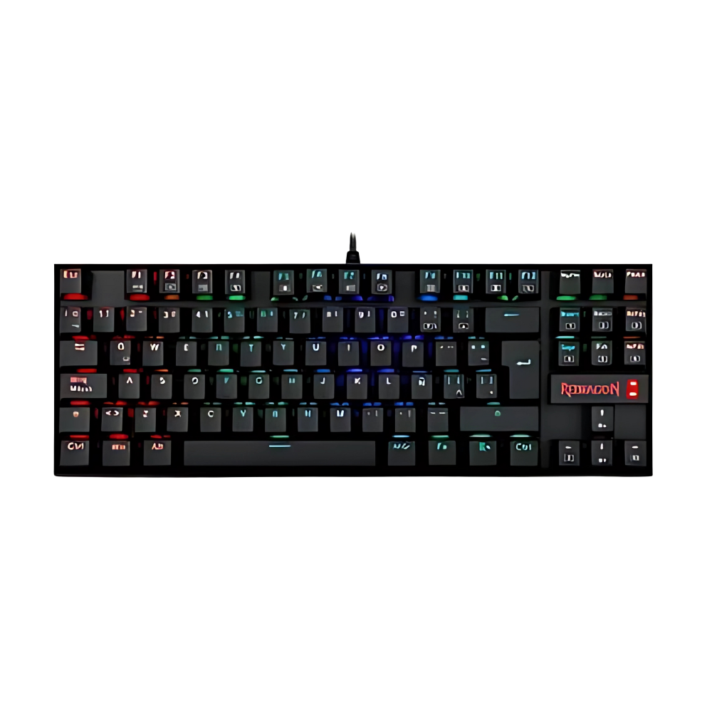 Teclado gamer Redragon Kumara QWERTY Outemu Black português Brasil cor preto com luz RGB