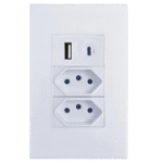 Tomada De Parede Duo 10A 2 Portas 10A NB14136 com 1 USB Tipo-A - Miniatura 1