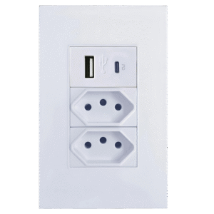 Tomada De Parede Duo 10A 2 Portas 10A NB14136 com 1 USB Tipo-A