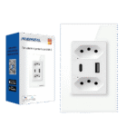 Tomada Inteligente WiFi com Porta USB Tipo C Tomada de Parede Smart Home - Miniatura 1