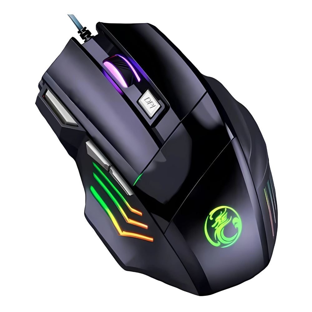 Mouse Gamer Para Jogo 3.200 Dpi Óptico Com Led Rgb Usb 7 Botões 4 Velocidades Dpi Ergométrico Casenn Preto