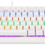 Teclado gamer Redragon Dark Avenger K568 QWERTY português Brasil cor lunar white com luz RGB - Miniatura 6