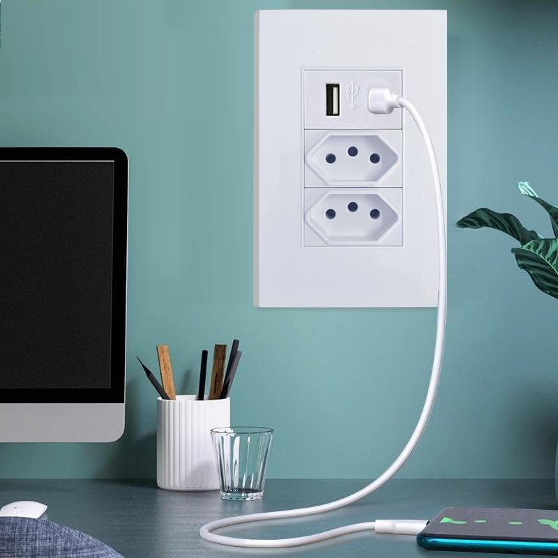 Tomada De Parede Duo 10A 2 Portas 10A NB14136 com 1 USB Tipo-A - Miniatura 6