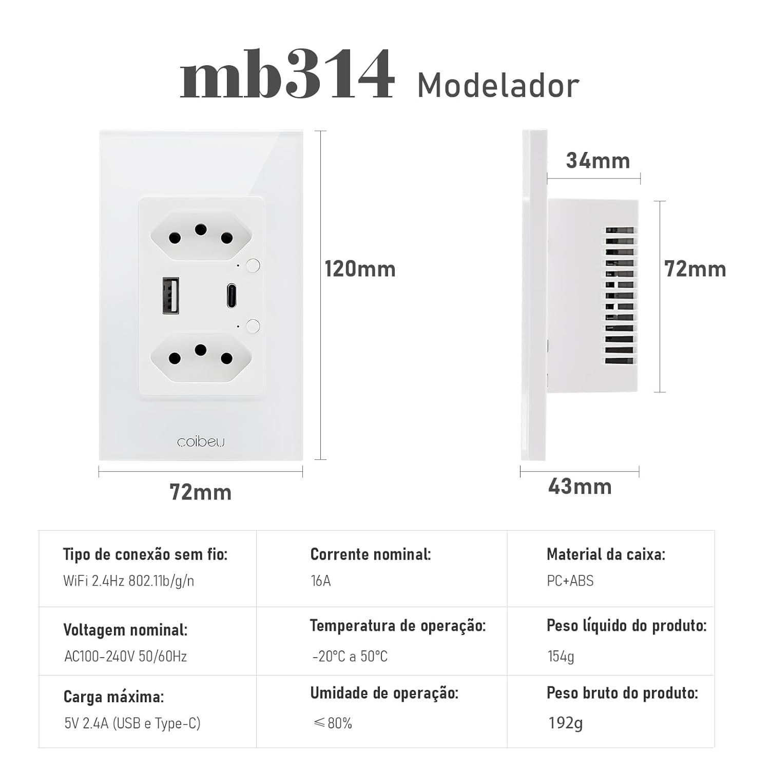Interruptor Inteligente WiFi, Tomada Inteligente WiFi, Controle Remoto de Eletrodomésticos Por Telefones Celulares Coibeu - Miniatura 3