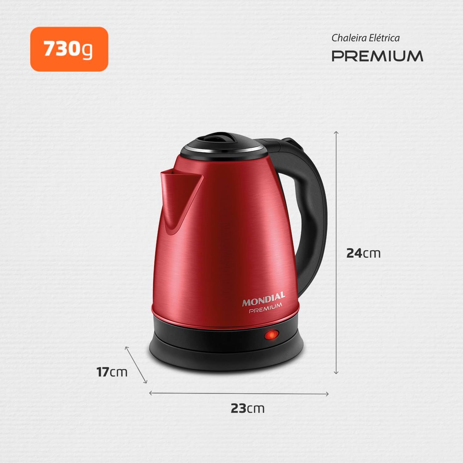 Chaleira Elétrica Pratic Mondial 1,7L Vermelho/Inox - Miniatura 7
