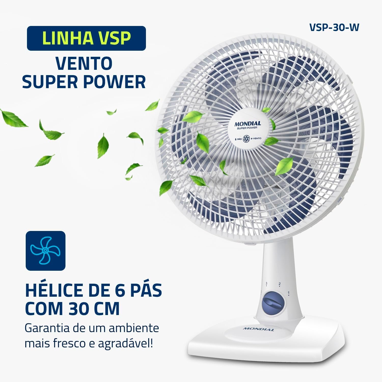 Ventilador de Mesa MONDIAL 127V, 30cm, 6 pás, Super Power - Miniatura 7