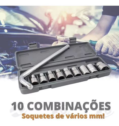 Kit de Ferramentas 10 Peças - Chave L Soquete de Boca com Estojo Cinza - Miniatura 5