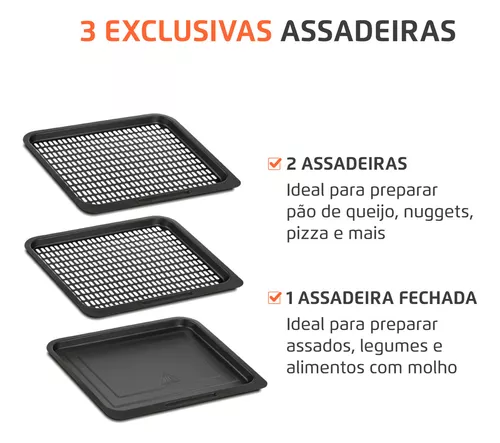 Fritadeira Air Fryer Forno Oven 12L Mondial Preto/Inox 2000W AFON-12L-BI - Miniatura 6