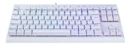 Teclado gamer Redragon Dark Avenger K568 QWERTY português Brasil cor lunar white com luz RGB - Miniatura 8