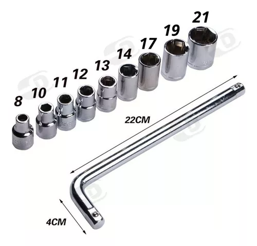 Kit de Ferramentas 10 Peças - Chave L Soquete de Boca com Estojo Cinza - Miniatura 2