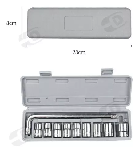 Kit de Ferramentas 10 Peças - Chave L Soquete de Boca com Estojo Cinza - Miniatura 3