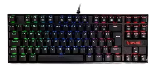 Teclado gamer Redragon Kumara QWERTY Outemu Black português Brasil cor preto com luz RGB - Miniatura 6