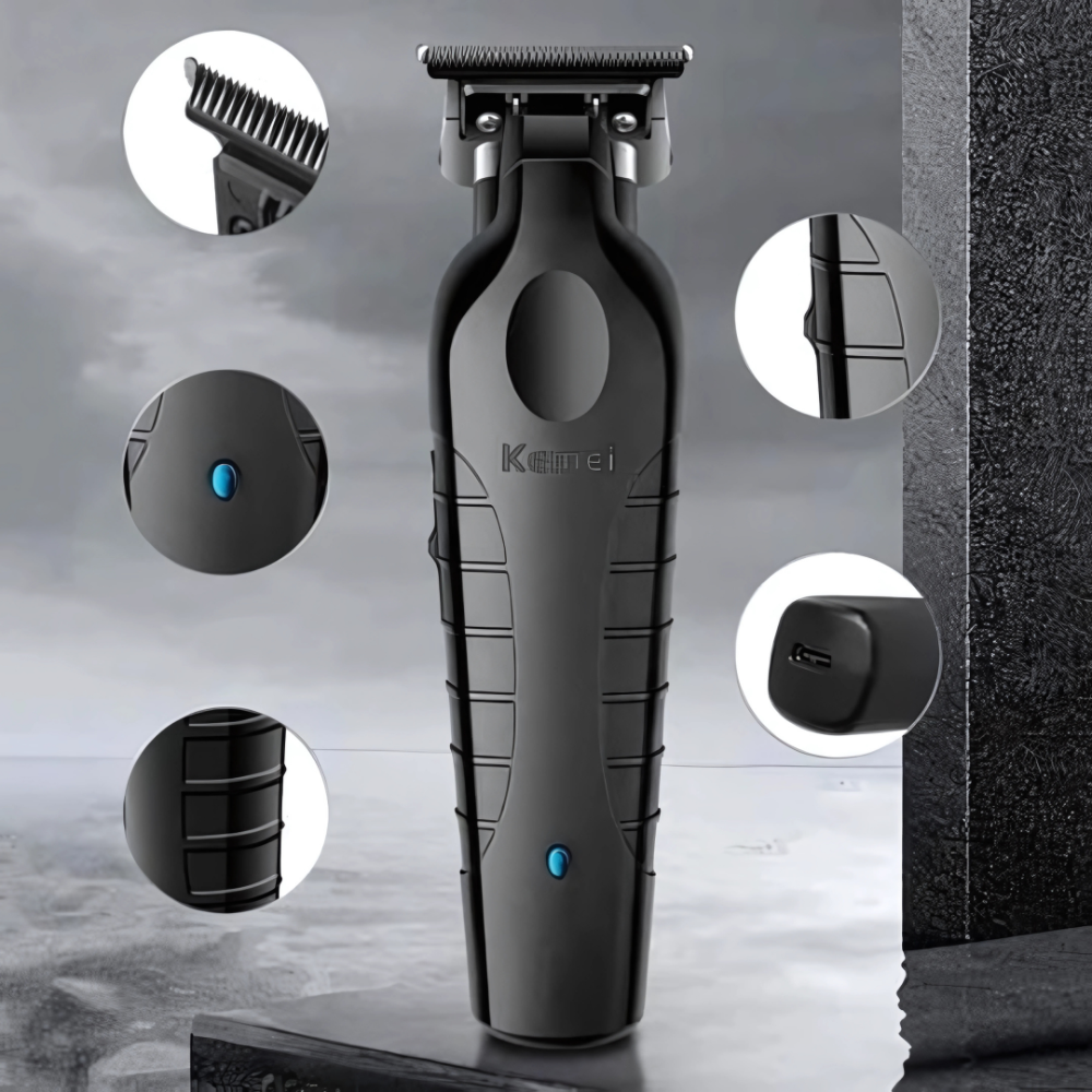 KEMEI Aparador de cabelo/barba profissional 2299 para barbeiro com lâmina T, recarregável sem fio - Miniatura 3