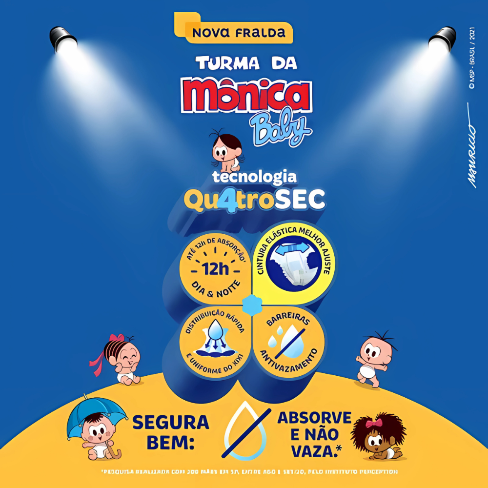 Fralda Turma da Mônica QuatroSec P Mega - Miniatura 2