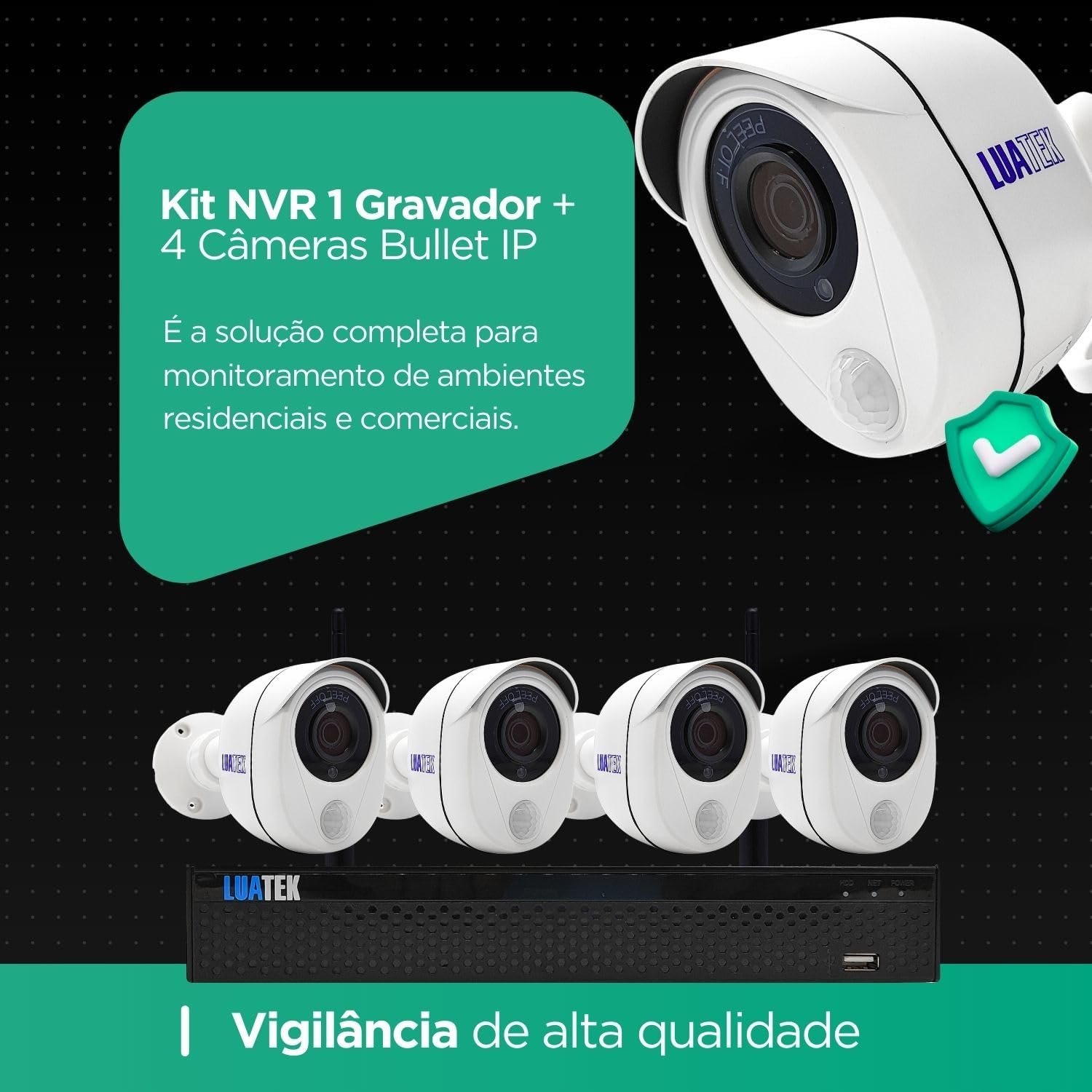 KIT NVR + 4 Câmeras Bullet IP Wi-Fi 1080p com Infravermelho Acesso Remoto - Miniatura 8